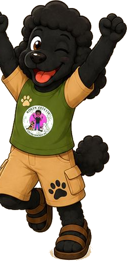 Mascote poodle da Roger Estêtik comemorando